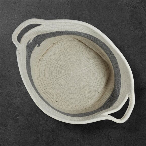 Little Hippo Set 2 Fabric Storage Baskets Grey White Neutral Home Organization - Picture 9 of 13